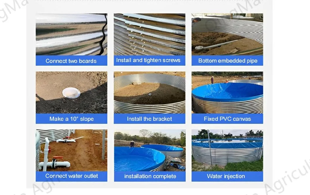 Plastic Collapsible PVC Blue Tarpaulin Fish Farming Tank