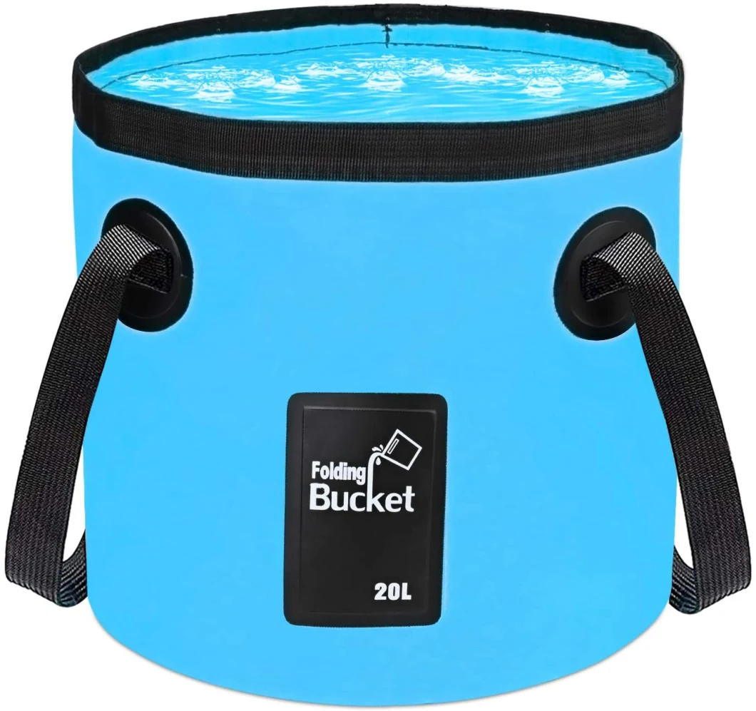 Foldable PVC Tarpaulin Water Bucket with Handle Collapsible Fishing Bucket Camping Tank