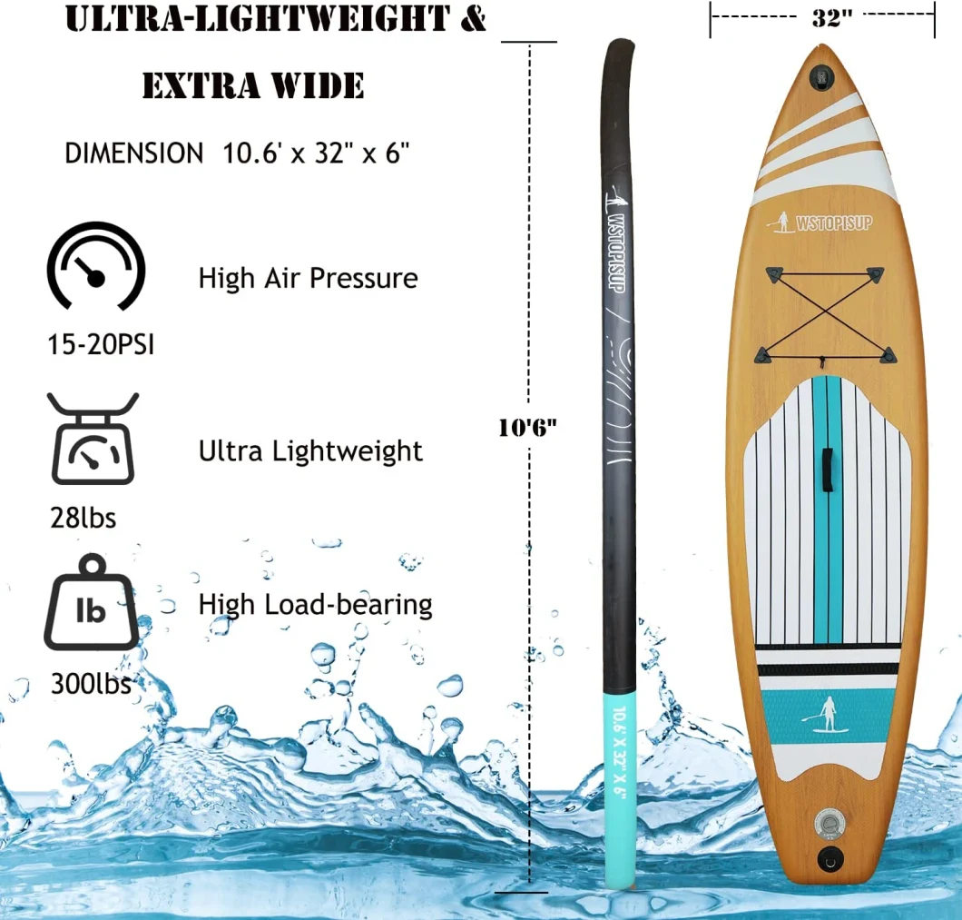 Drop Stitch PVC Inflatable Sup Paddle Board Custom Paddle Board in 10′6FT